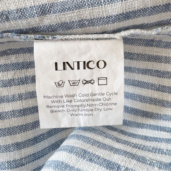 Lintico Morgan 100% Linen Striped Short Sleeve Midi Dress Boho Lagenlook Size S - Picture 16 of 16
